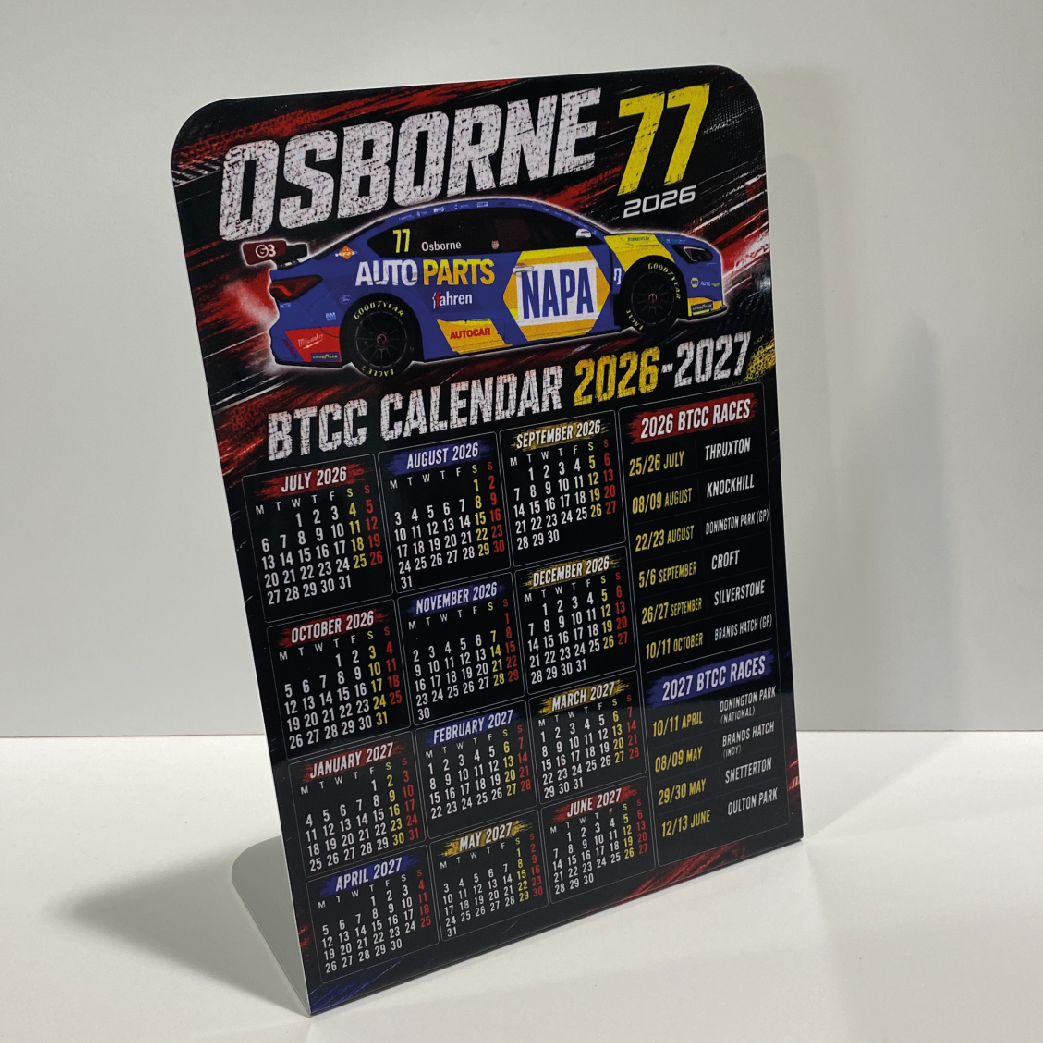 Sam Osborne #77 NAPA Racing - Ford Focus Titanium - 2026 - Metal Calendar