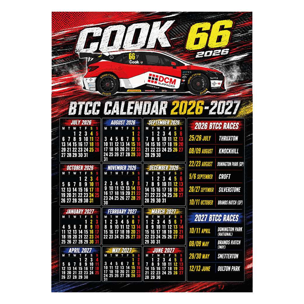 Josh Cook #66 B- Speedworks Corolla Racing - Toyota Corolla GR Sport - 2026 - Metal Calendar