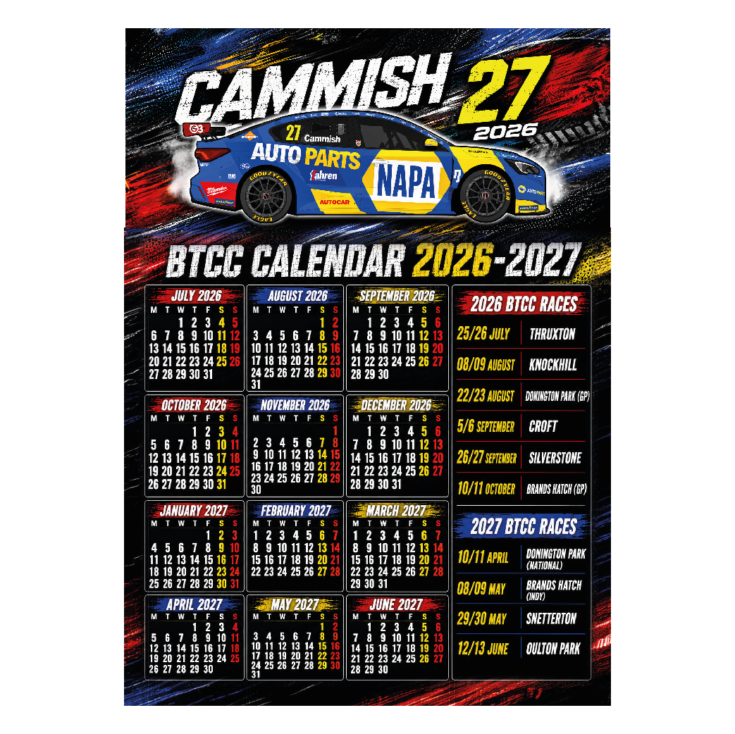 Dan Cammish #27 - NAPA Racing - Ford Focus Titanium - 2026 - Metal Calendar
