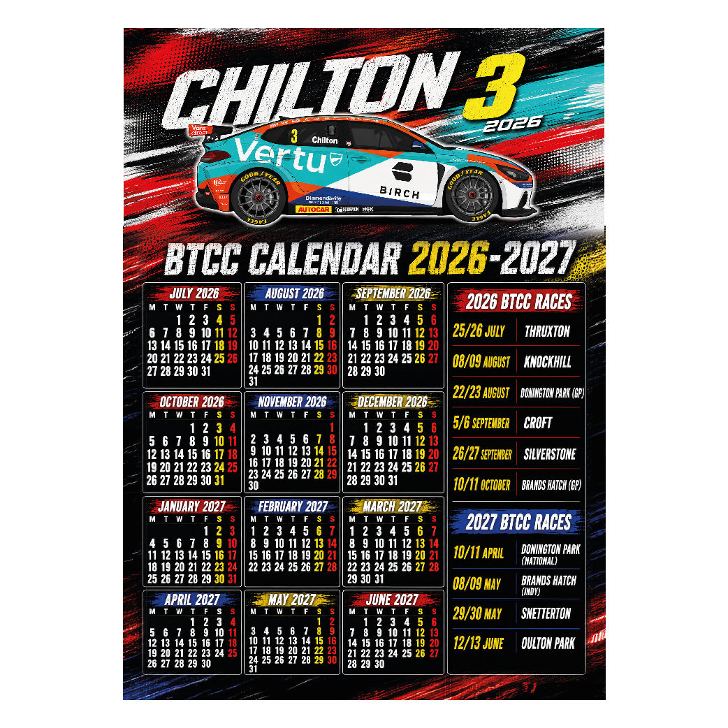 Tom Chilton #3 - Team VERTU - Hyundai i30N - 2026 - Metal Calendar