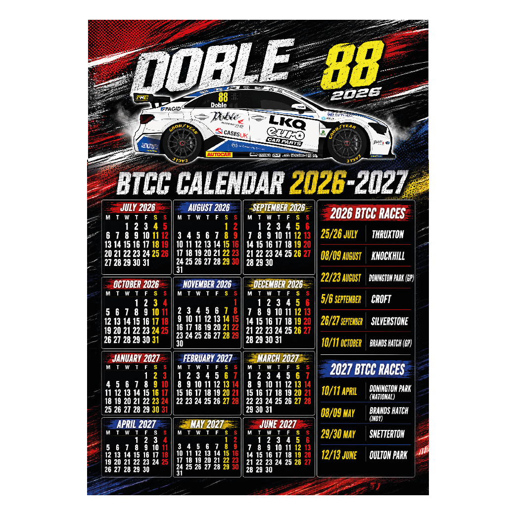Mikey Doble #88 BTCC Metal Calendar 2026