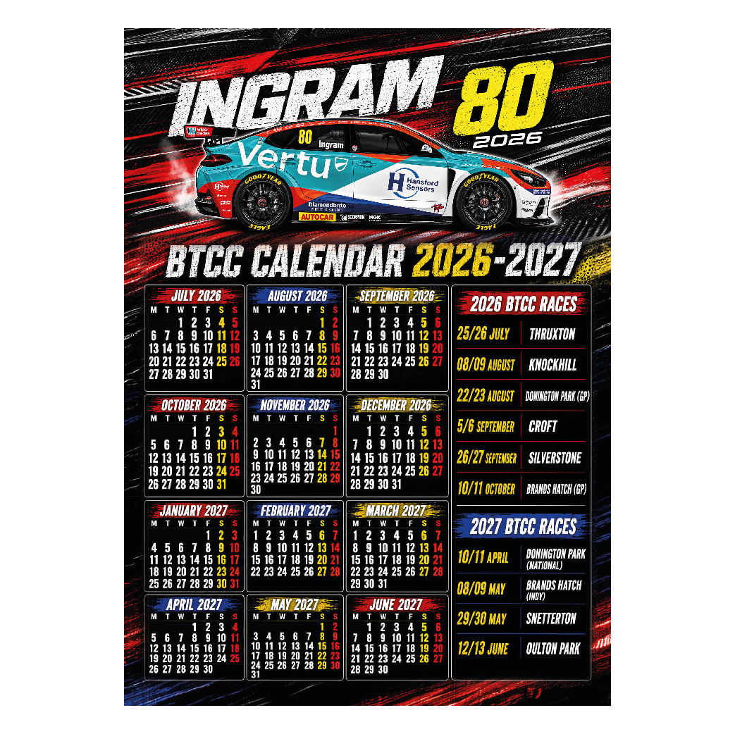 Tom Ingram #80 - Team VERTU - Hyundai i30N - 2026 - Metal Calendar
