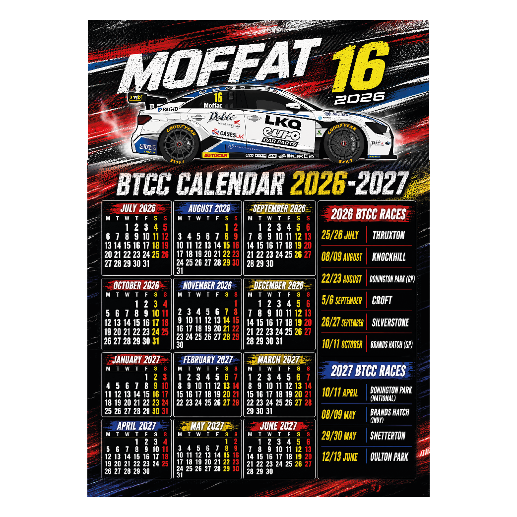 Aiden Moffat #16 - LKQ Euro Car Parts with Power Maxed Racing - Audi A3 Saloon - 2026 - Metal Calendar