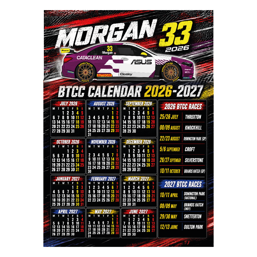 Adam Morgan #33 BTCC Metal Calendar 2026