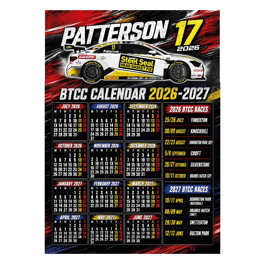 Dexter Patterson #17 - Steel Seal with Power Maxed Racing - Audi A3 Saloon - 2026 - Metal Calendar