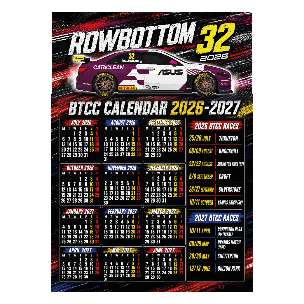 Daniel Rowbottom #32 BTCC Metal Calendar