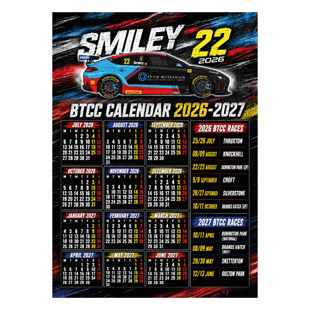 Chris Smiley #22 - Restart Racing - Hyundai i30N - 2026 - Metal Calendar
