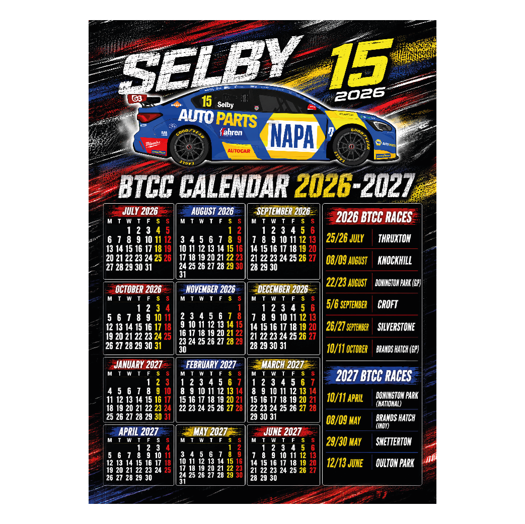 Lewis Selby #15 - NAPA Racing - Ford Focus Titanium - 2026 - Metal Calendar