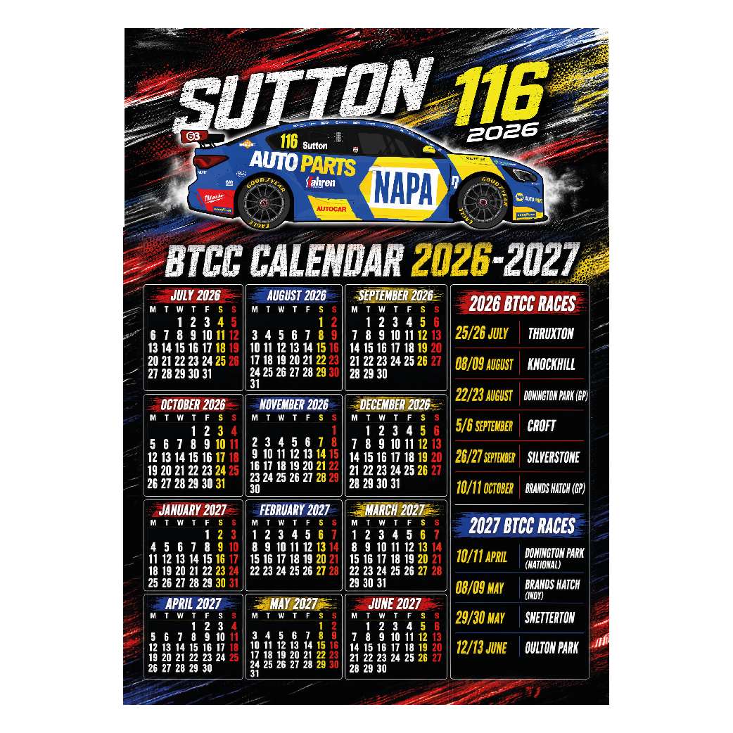 Ash Sutton #116 - NAPA Racing - Ford Focus Titanium - 2026 - Metal Calendar
